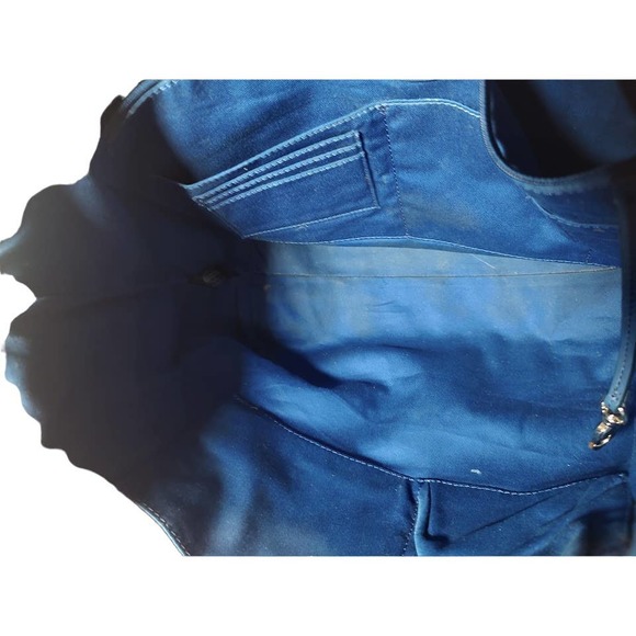 Fossil Large Blue Leather Shoulder Tote Handbag - Picture 9 of 10